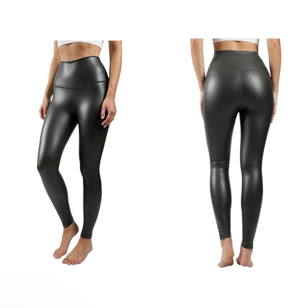 90 Degree Reflex Faux Leather High Waist Ankle Leggings